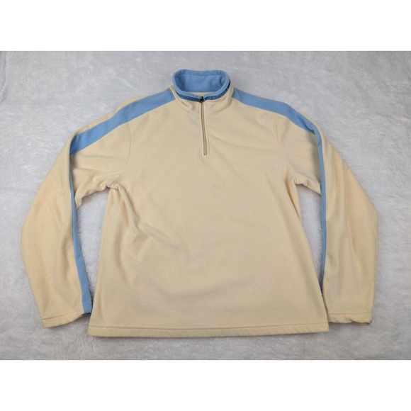 Alf Kuhl 1/4 Zip Sweater Womens L Microchamois Fleece Pullover Hiking Ivory*Read - Picture 1 of 12
